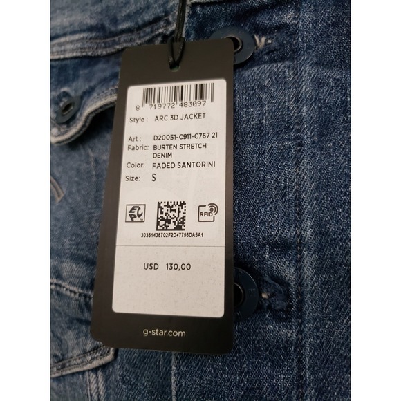 NEW SMALL G-Star RAW Arc 3D Denim Jacket Women's Faded Santorini Stretch Jean - Picture 3 of 5